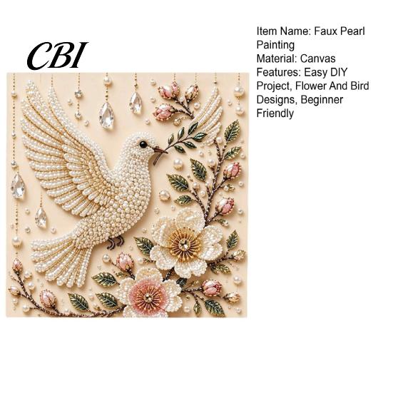Relaxing Indoor Hobbies for Adults Bird Faux Pearl Painting Kit, Flower And Art DIY Easy Projects Home Decor Owl Red Craft Set Adults, Wall