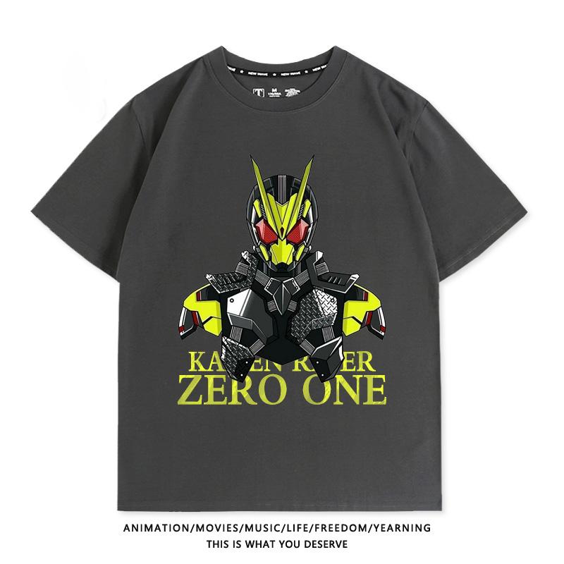 Kamen Rider Zero One Japanese Summer Couple Pure Cotton Short Sleeved T-shirt Boys and Girls O-neck Adult Same Style Shirt