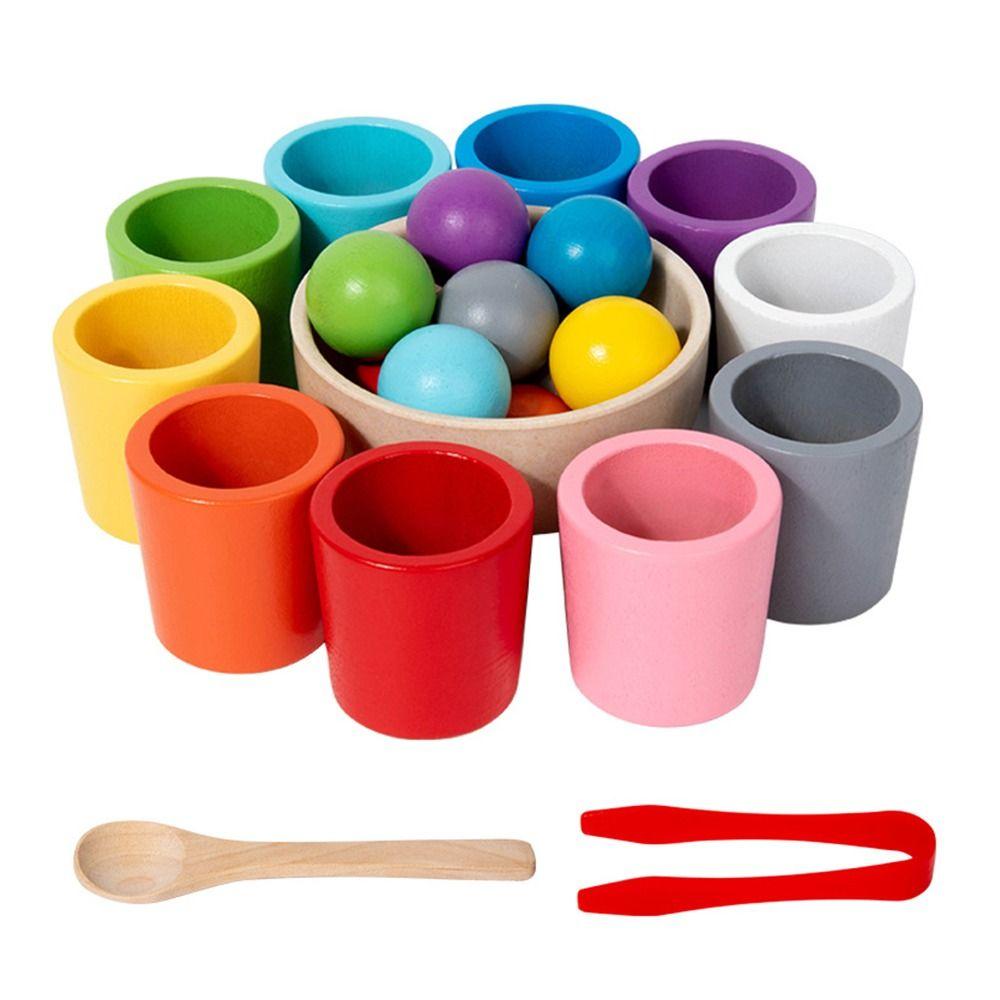 Multicolor Color Cups Matching Game Color Matching Sorting Cognition Game Education Toy  For Kids