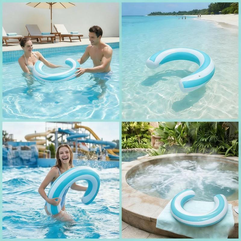 1Pc U-Shaped Inflatable Swimming Ring Striped Water Buoyancy Stick Arch Shape Design Pool Floating Raft Pvc Floating Device