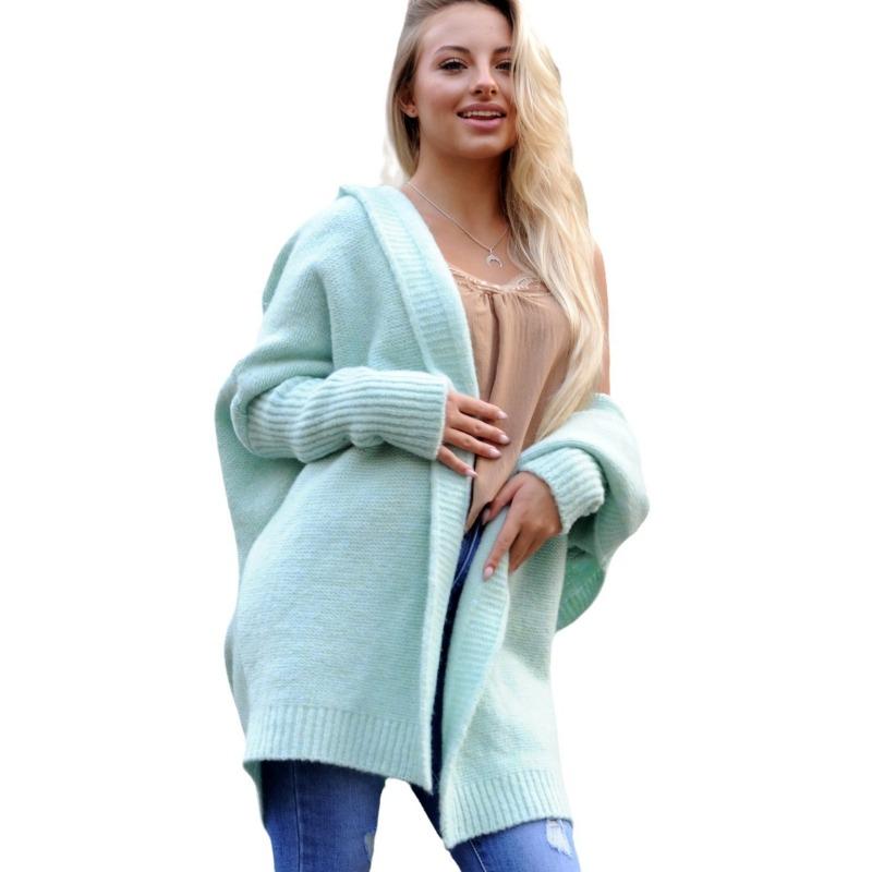 Hooded Knit Temperament Commuter Bat Shape Soft Loose Back Splicing Sweater