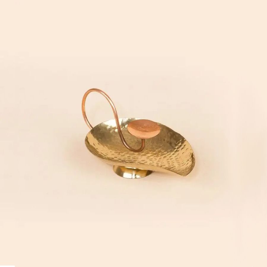 Brass Candle Holder, Brass Tea Light Holder Mango Leaf, Isha Life