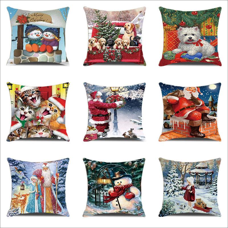 European Christmas Pillow Cushion Creative Home Linen Short Plush Bedside Sofa Pillow Case