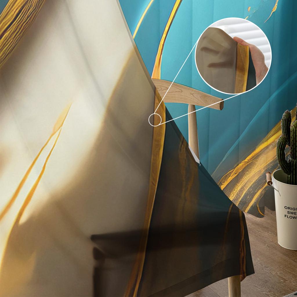 Marble Texture Aqua Green Voile Sheer Curtains For Living Room Window Chiffon Tulle Curtain Kitchen Bedroom Drapes Home Decor