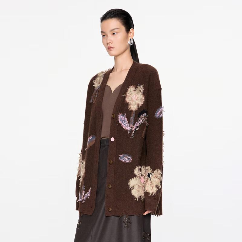 JNBY 2024 Autumn V-Neck Wool Blend Knit Sweater