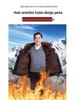 Men's Mid-Length Thickened Parka with Removable Fox Fur Liner and Fur Lining - Winter Coat