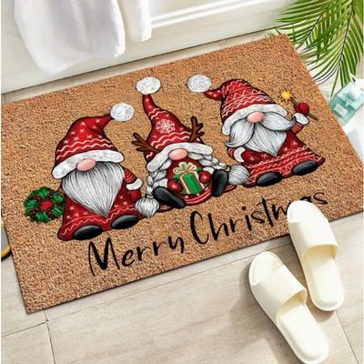 Merry Christmas Santa Claus Printed Door Mat Christmas Holiday Decoration and For Entrance Bedroom Kitchen Christmas Door Mat