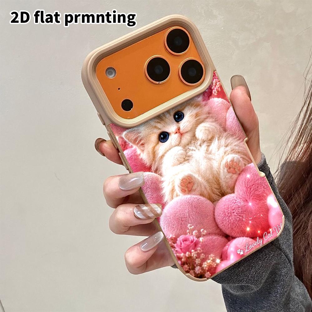 Phone Case: 2D Flat Lambskin Suitable for iPhone 18 17 16 15 14 13 Pro Protective Case, Gradient Kittens, Christmas and Halloween Gifts