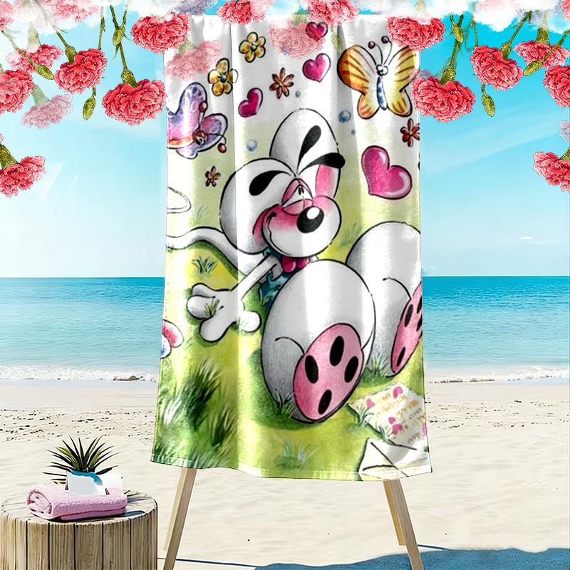 Diddl Cute Print Beach Towel, Large Soft Quick Dry Towel for Beach Camping Swimming