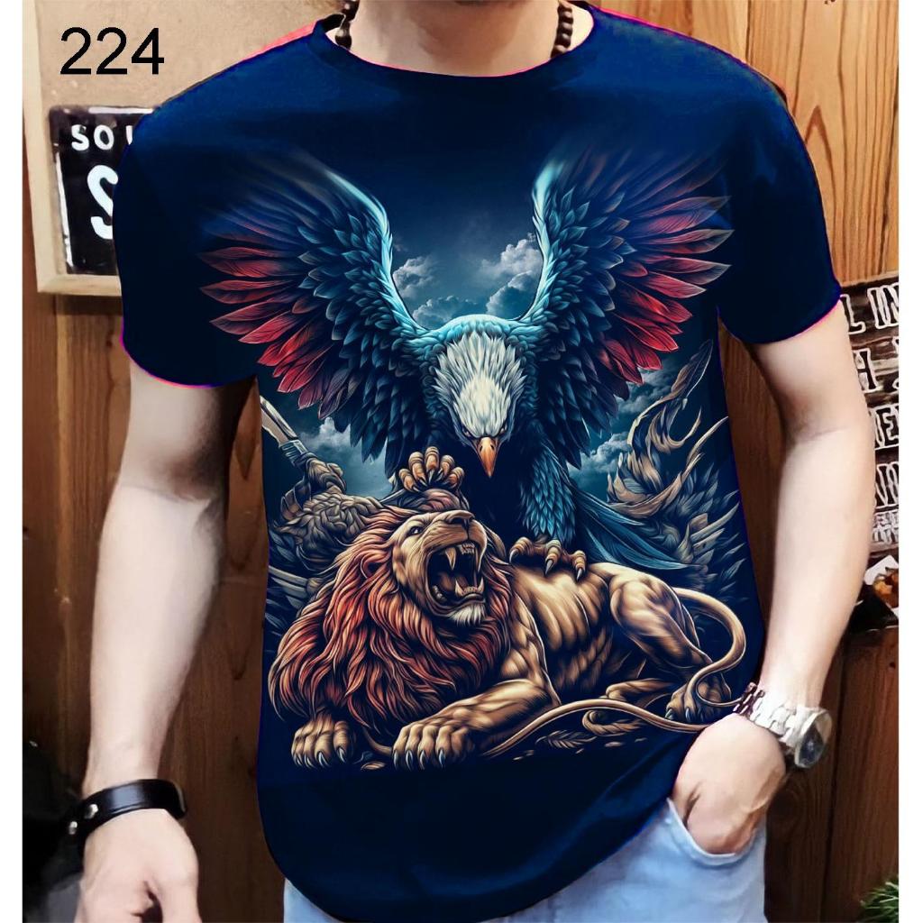 

КРАСНАЯ Повседневная мужская футболка дистро с мотивом красного льва-орла 6XL