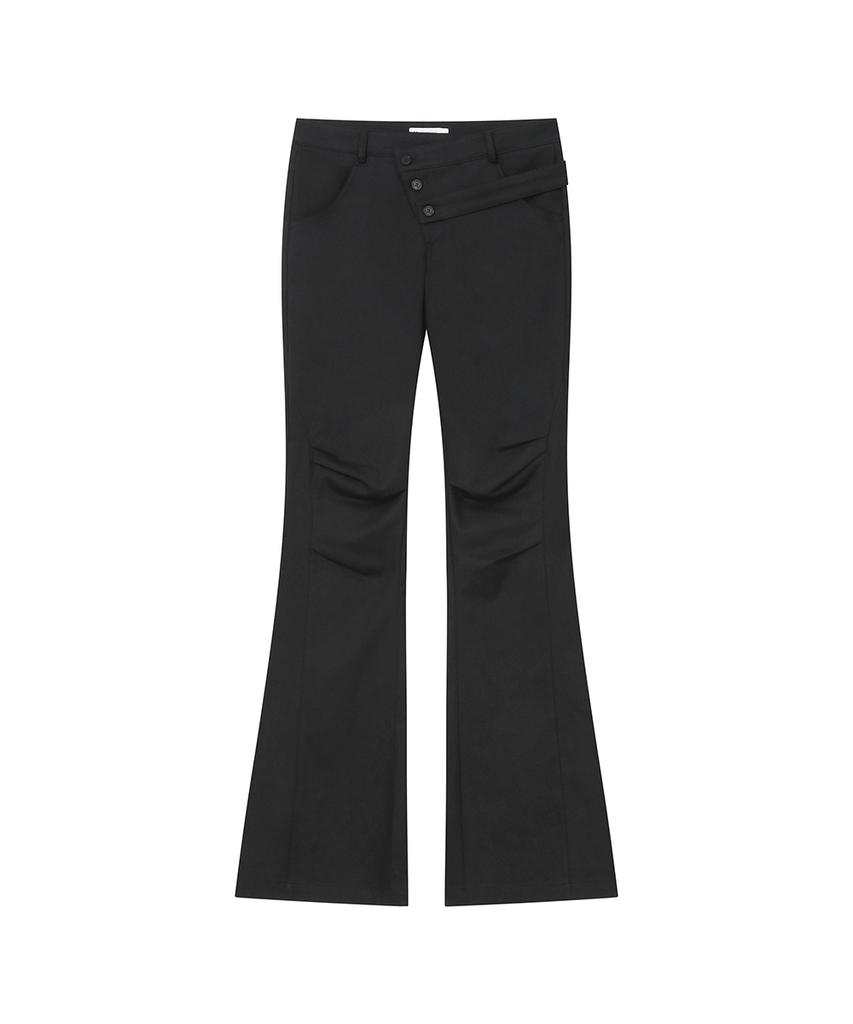 MISEKI SEOUL Diagonal Strap Bootcut Pants Black