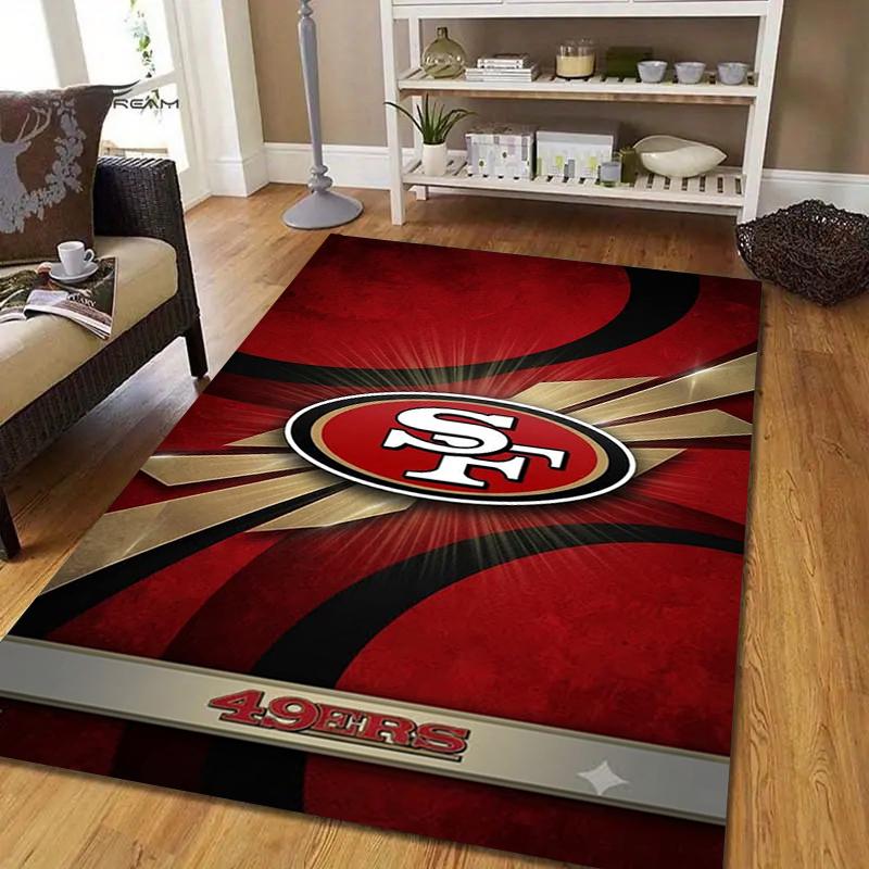 San Francisco Football Football Pattern Soft Area Rug Non Slip Indoor Floor Carpet Sports Decor Mat for Bedroom