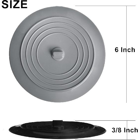2 Pack - Black and Gray 6" Kitchen Sink and Bathtub Stoppers Set for Standard Kitchen Sink Drain and Bathtub Drain