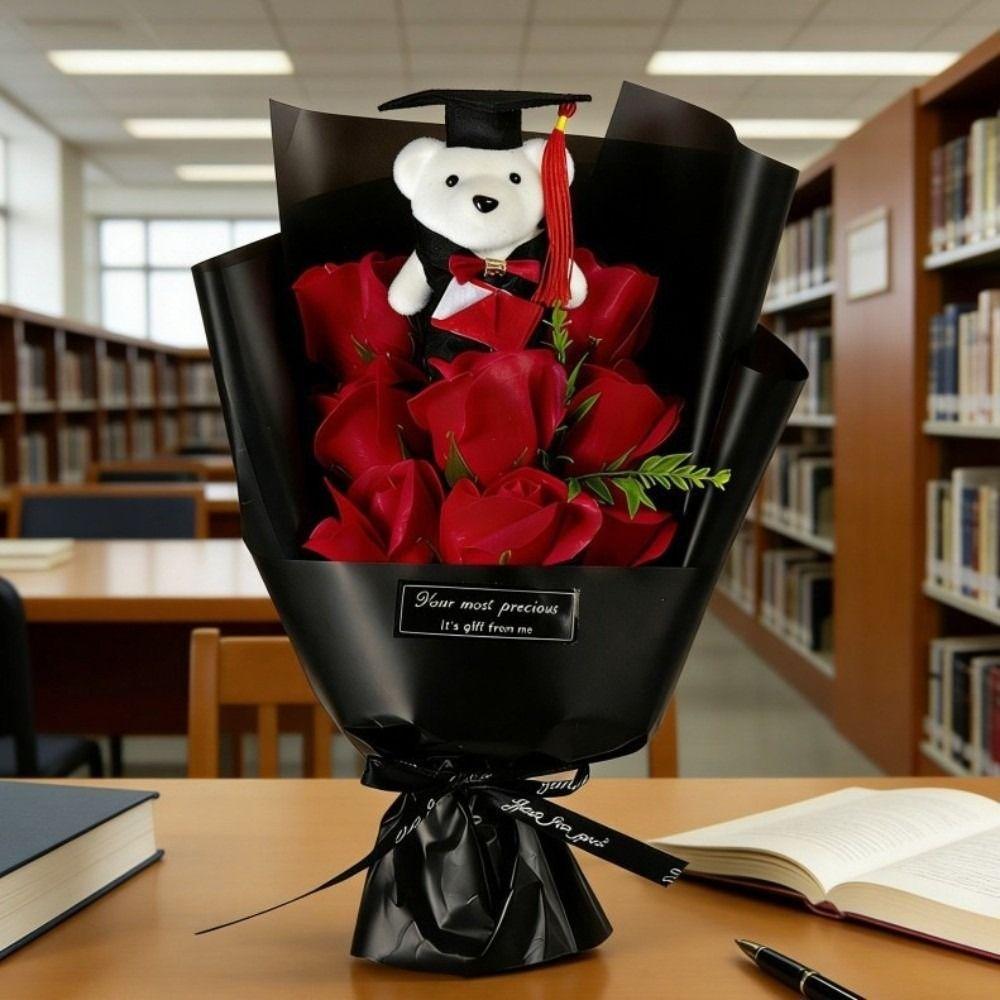 Lieblicher Fliegenträger-Bär Simulations-Blumenstrauß Bär Tier Plüschstrauß Dekoration Muttertag