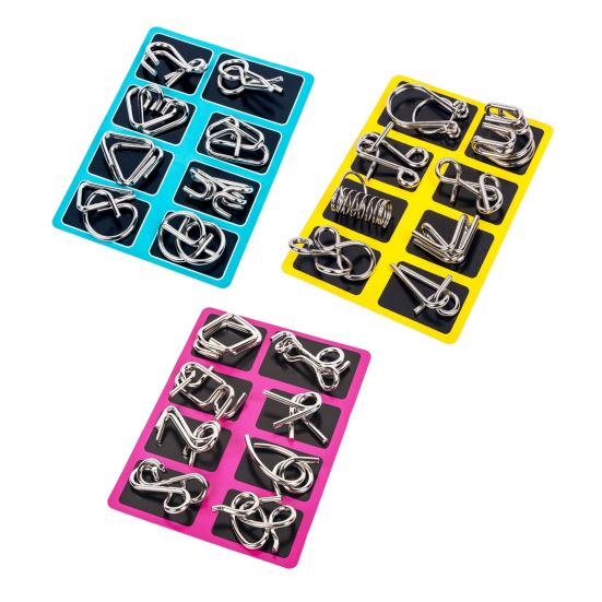 16/24Pcs/Set Metal Puzzle Ring Brain Teaser 3D Interlocking Wire Puzzle Challenging Game Kids Adults Mind Logic IQ Test Educational Unlock Interlock