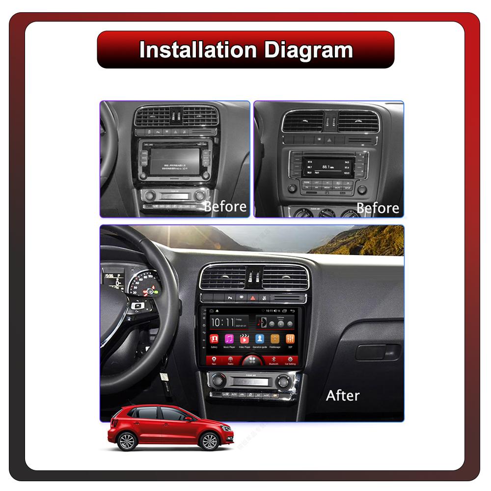 2Din Android Car-Play Car Radio,Volkswagen Polo 2010-2019,Multimedia Player Head Unit Stereo GPS Navigation BT WIFI,1+16GB