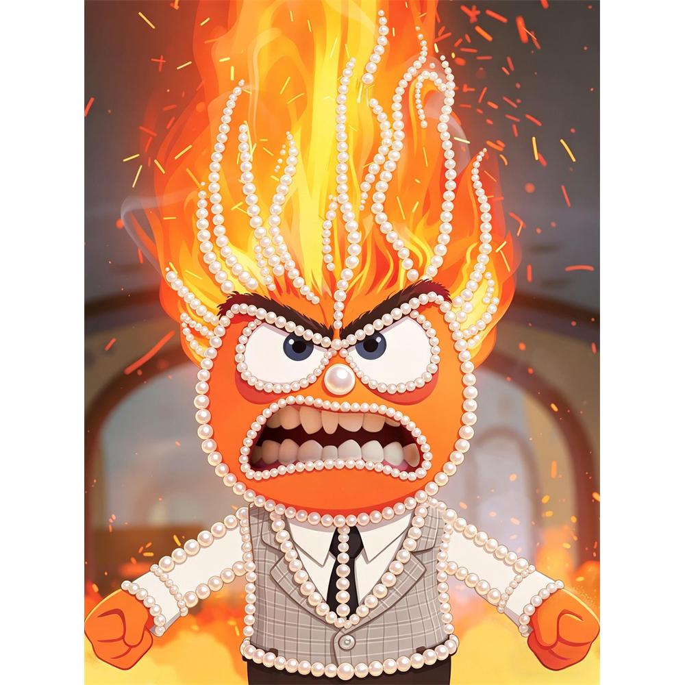 

Disney Inside Out Pearl Art Anger Themed Creative Pearl-Style Artwork 5D DIY Pearl Embroidery Mosaic Cross Stitch Kit for Home Decor 30x40