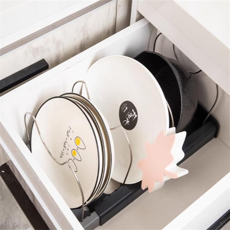 Kitchen supplies storage rack, countertop retractable pot cover rack, pot cover cutting board, tableware drainage bracket
