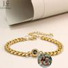 EthShine Custom Circle Pendant Projection Photo Bracelet Couple Jewelry Memorial Gift For Him Personalized Cuban Chain
