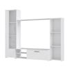 Meuble TV paroi PILVI - Particules mélaminé -Décor blanc mat - porte vitrée + 1 abattant + 5 niches - L220 x P41 x H177,5 cm