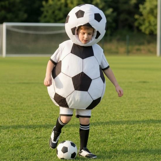 Soccer Outfits for Kids Adults, Funny Soccer Ball Costume, Football Sports Theme Clothes for Cheerleaders Halloween Cosplay