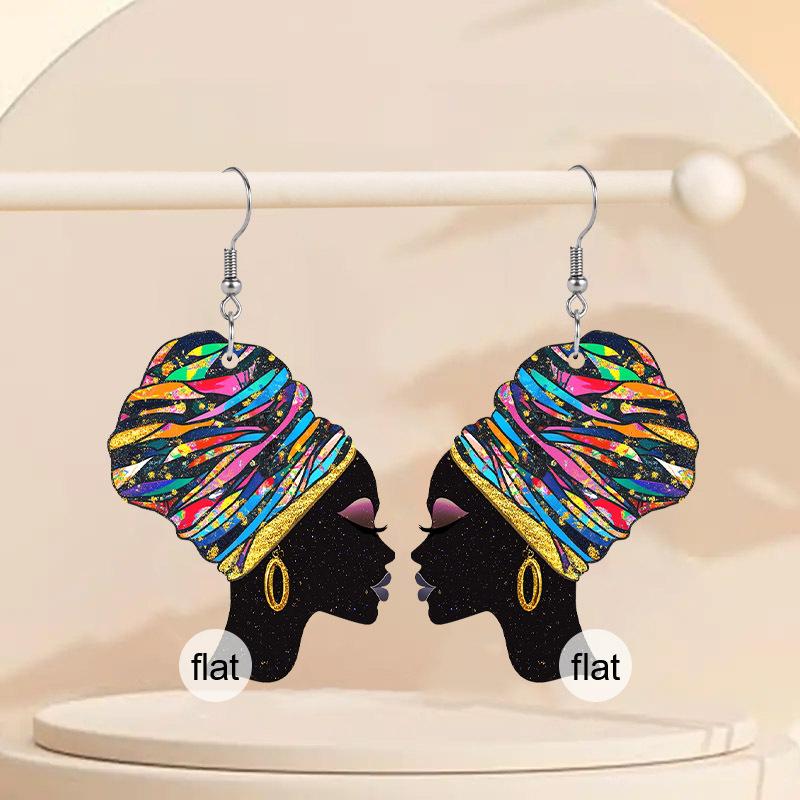 Boucles d'oreilles acryliques Symbole de liberté Mois de l'histoire des Noirs pour Femmes Filles, Bijoux festifs d'unité noire de style bohème Boucles d'oreilles Fille africaine avec foulard