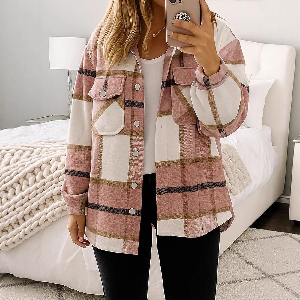 2025 New Autumn and Winter Women's Casual Lapel Long-sleeved Cardigan Woolen Jacket
