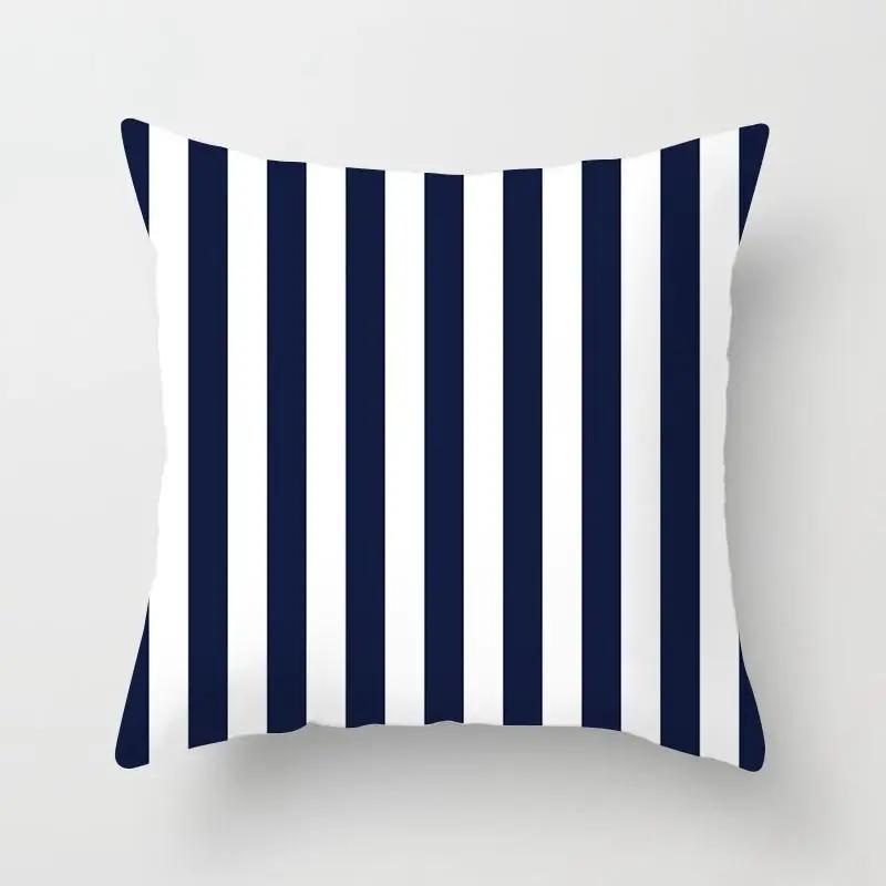 Blue Color Pillow Cover Geometric Print Pillowcase Square Pillow Case  18x18 inches Decorative Pillows For Car/bed /sofa