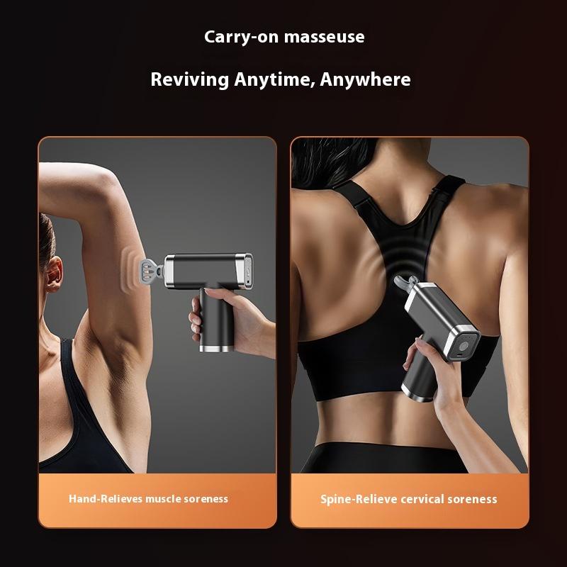 Portable Mini Fascia Gun with 5 Massage Head Professional-grade Vibration Fat Burning Neck Back Fascia Muscle Shaking Massager