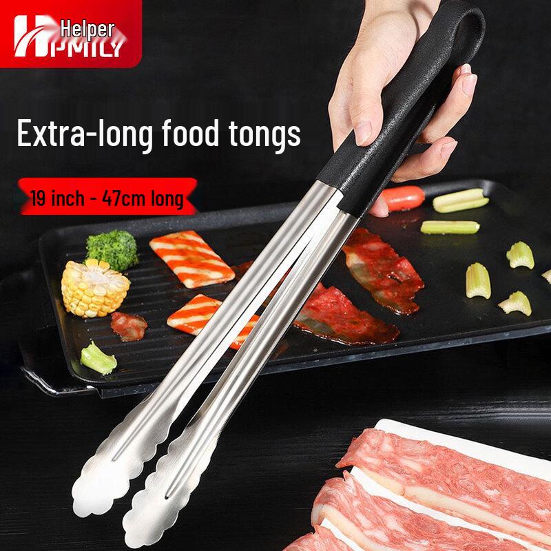 HPMILY 48cm Stainless Steel Kitchen Food Tongs