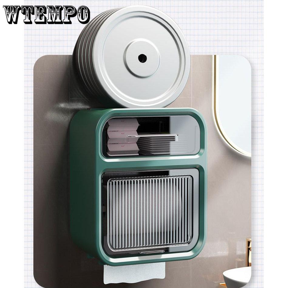 WTEMPO Portarotolo da bagno Scatola per fazzoletti Porta fazzoletti impermeabile Non perforato Portafazzoletti di alta qualità Montato a parete Scatola per rotolo di carta