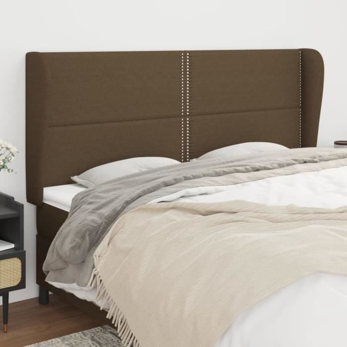 VidaXL Headboard with Ears Dark Brown 203x23x118-128 Cm Fabric3117841