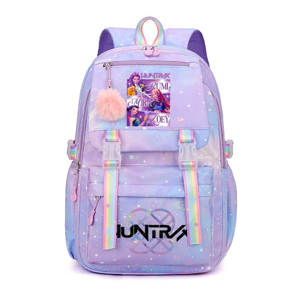K-Pop Demon Hunters School Bag Kids Students Huntrix Girl Rainbow Dual-Shoulder Bag Boys Laptop Rucksack Outdoor Shouler Bag