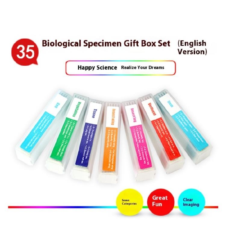 Multipurpose Biology Specimen Collection 35pcs Seven Types Glass Slides 7 Type For Microscopy Enthusiasts & Educators