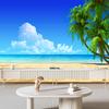 Seascape 3d Wallpaper Beach Coconut Tree Sofa Living Room Bedroom Beach Murals Home Decor