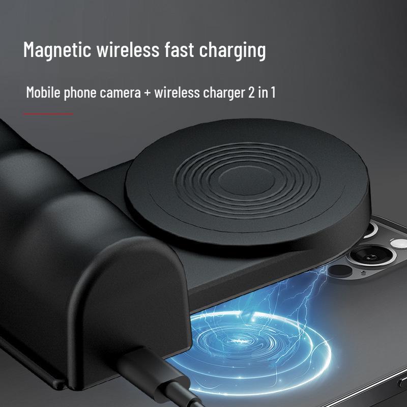 Magnetic Bluetooth Selfie Stick & Wireless Charger: 3-in-1 Multifunctional Desktop Stand