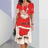 Summer Fashionable Creativity Women Loose Large Round Neck Casual Comfortable Versatile Christmas Series Santa Claus 3D Printed Dresses