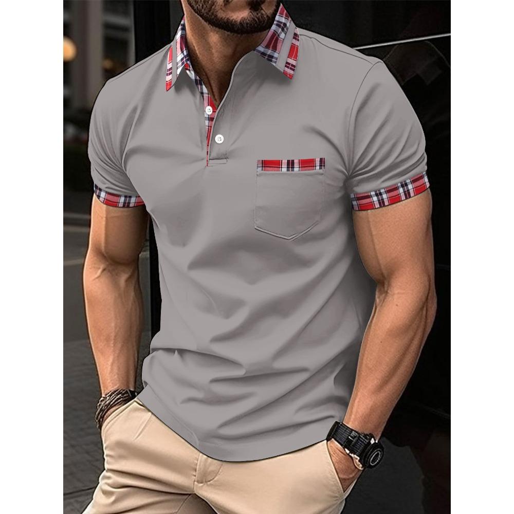 

Men s button-through pocket polo shirt with a henley collar – a versatile casual top XXXL темно-сірий