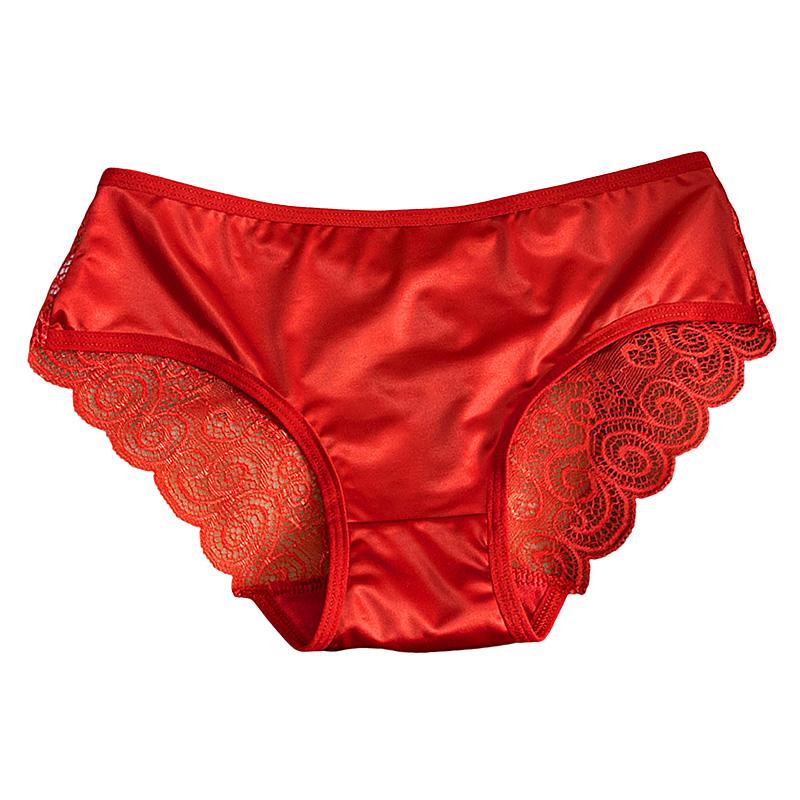 Damskie satynowe majtki z kokardą Spaghetti pasek jednokolorowe drążą koronkowe figi w połowie talii cienkie seksowne