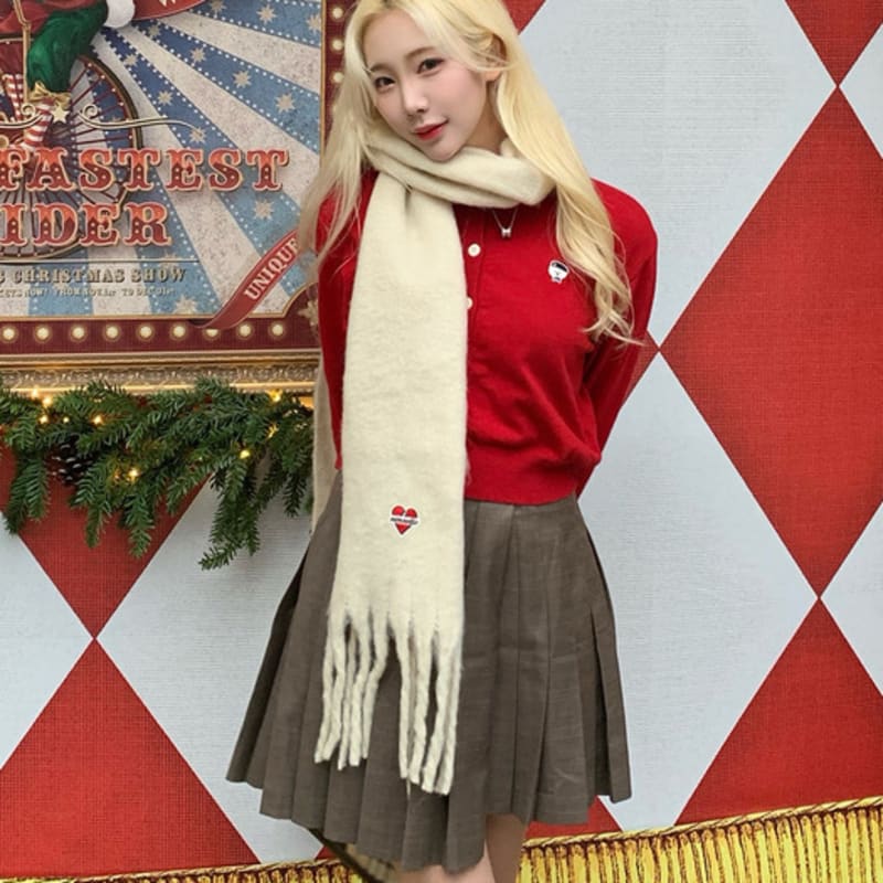 beyondcloset Normantic Logo Brush Garment Muffler Ivory