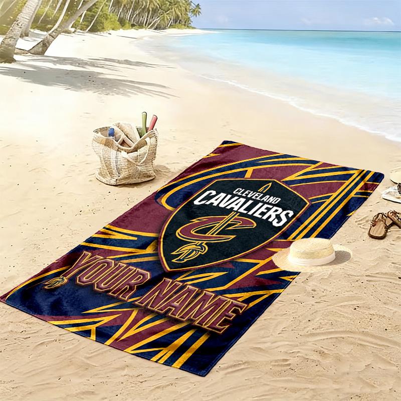 Name Custom Cleveland Cavaliers Logo Print Beach Towel, Large Soft Quick Dry Towel for Beach Camping Swimming