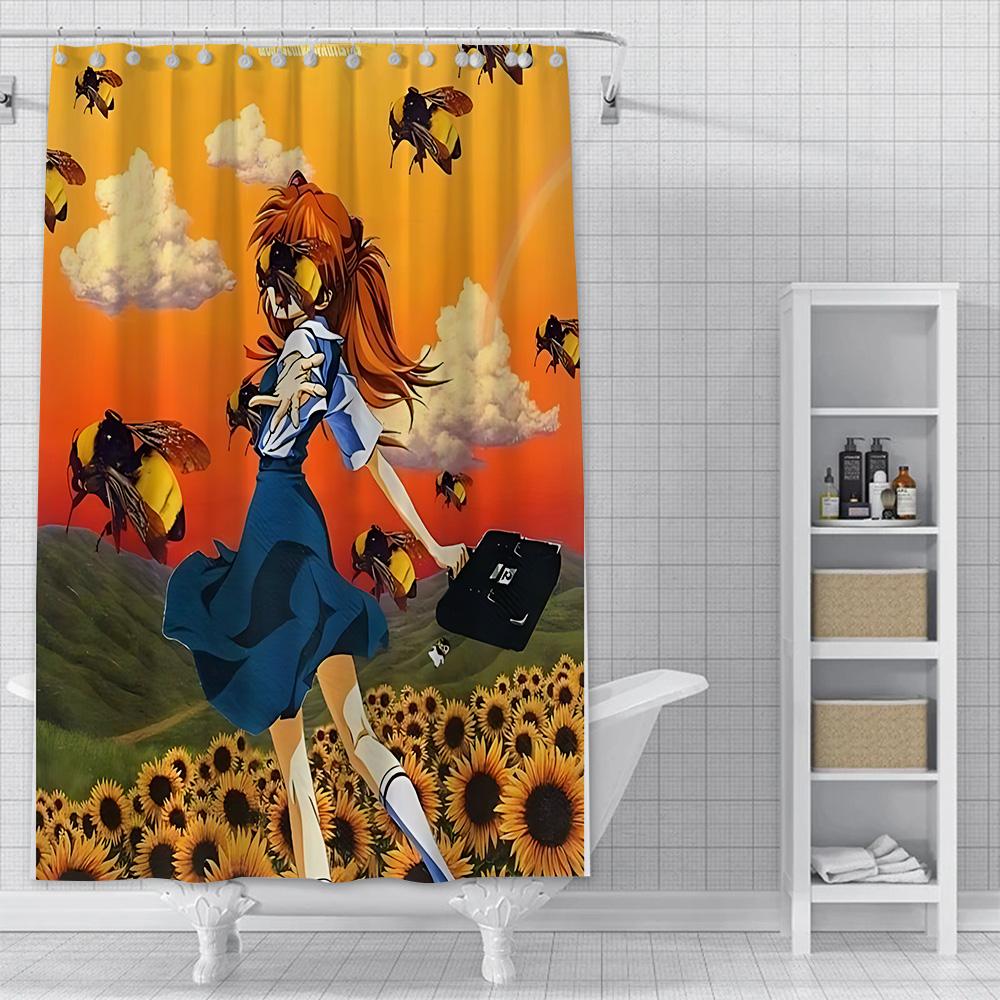 Anime Steins Gate Shower Curtain Waterproof Polyester Fabric Paint Colorful Bath Curtains Home Bathroom Decor Curtain With Hook