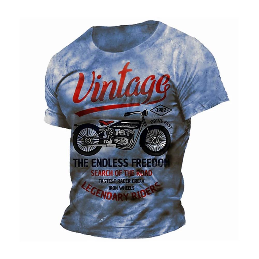 Retro Design Motorcycle Poster 3D Printed Men's T-shirt Summer New Oversized Quick Drying Sports T-Shirts