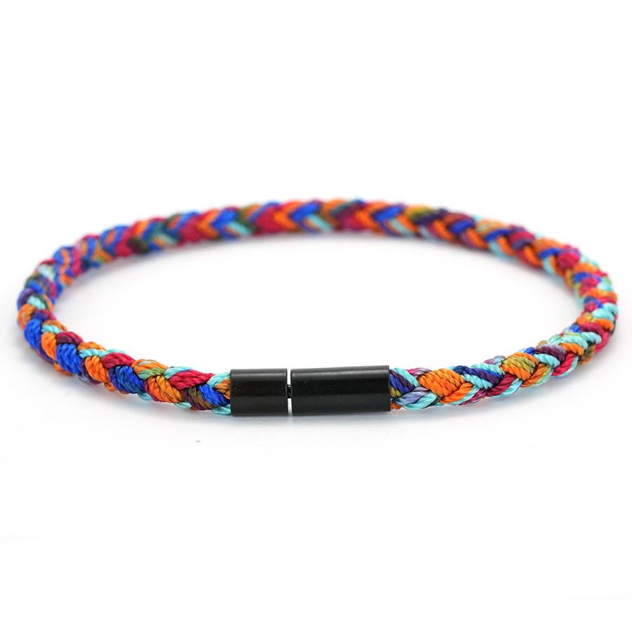 Braided Longlin Rope Bracelet Unisex Colorful Handcrafted Black Clasp Simple Wristband Good Luck Ethnic Cord Daily Joias