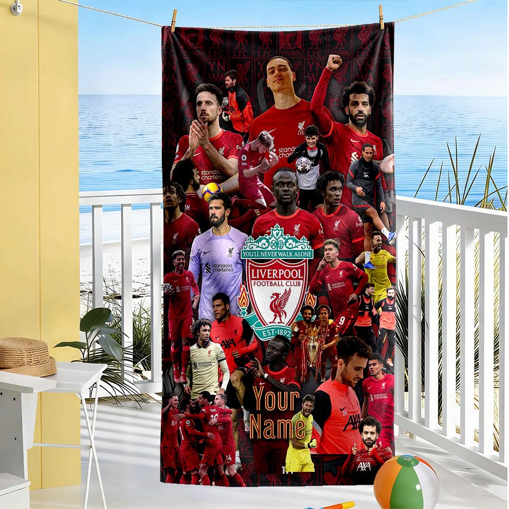 Liverpool FC Personalisierbares Name Strandtuch Super Weich Saugfähig Ideal Für Reisen Outdoor Schwimmbad Yoga Surfen Camping Wandern Fitnessstudio Geschenk Urlaub