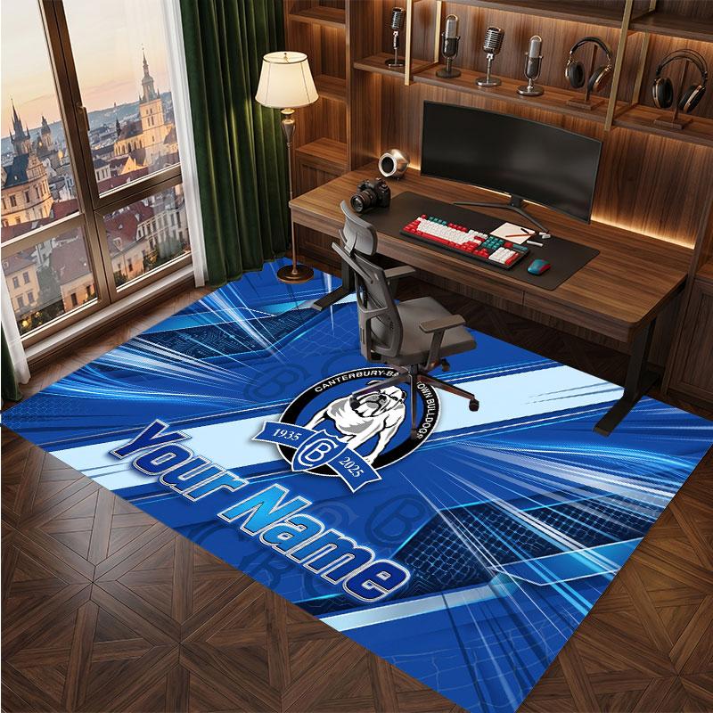 Canterbury-Bankstown Bulldogs Personalized Crystal Velvet Carpet, Customized Name Text Soft Anti‑Slip Rug for Living Room Bedroom