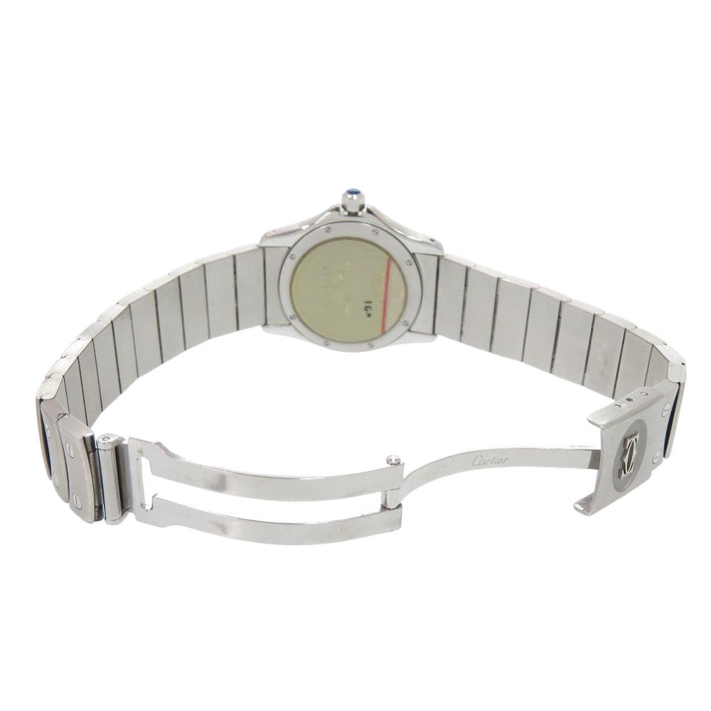 Used AUTHENTIC CARTIER W20027K1 Santos Rondo White Silver SS Quartz Wristwatch
