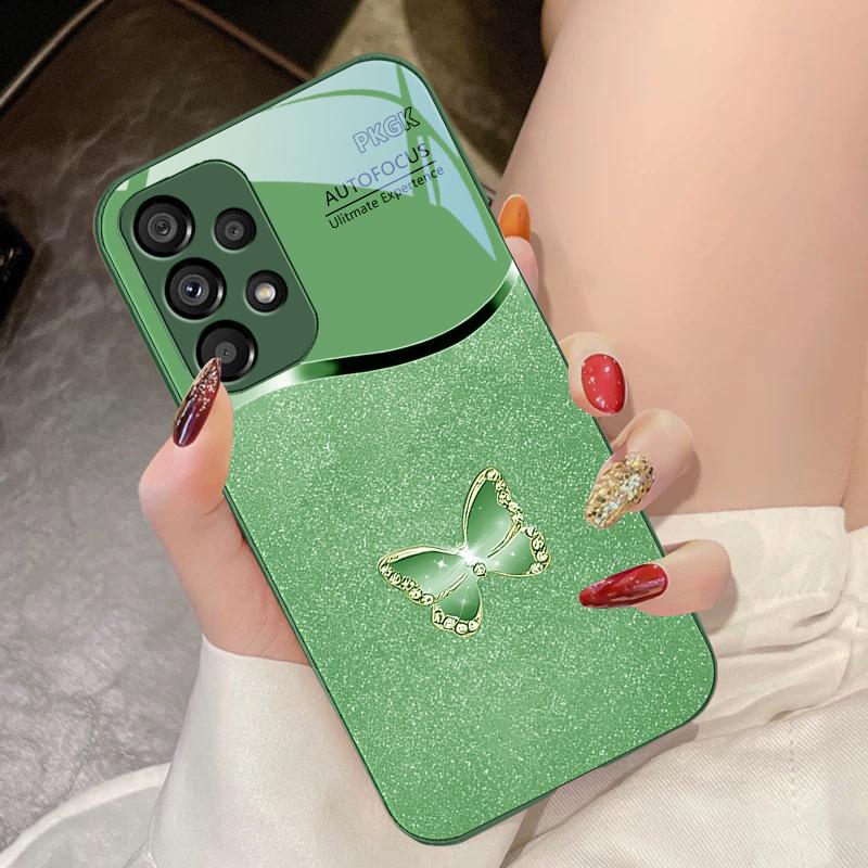 Diamant Schmetterling Für Samsung Galaxy S10 4G S20 11E 30 S21 22 S24 Fe Pro S23 S25 Ultra 5G S9 Gehärtetes Glas Handyhülle