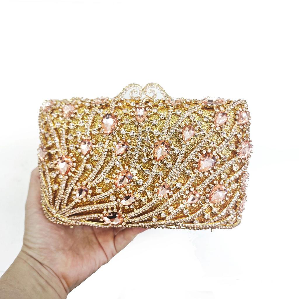 Large Stone Clutches Bags Woman Silver/Gold Diamond Evening Bag Crystal Party Prom Handbag Wedding Bridal Gala Rhinestone Purse