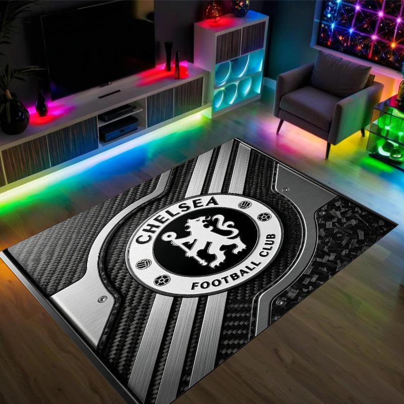 Tappeto in Velluto di Cristallo Design Chelsea FC Accogliente Non?Tappeto Stampato Antiscivolo per Camera da Letto Soggiorno Ingresso